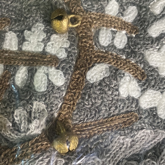 Pottery Barn Moose Crewel Embroidered Pillow Cover with Jingle Bell Accents 🔔 - Picture 13 of 15